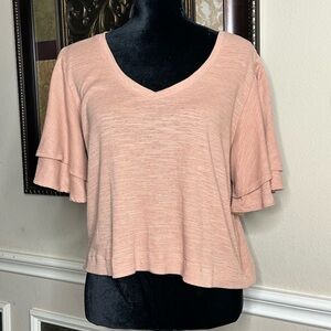 Z Supply l Textured Champagne V-Neck Top l Bell Sleeve l Medium